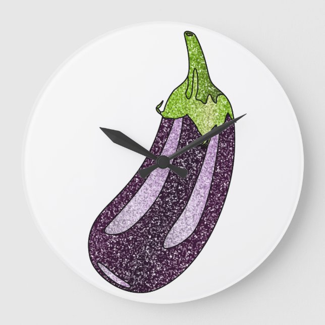 Relógio Grande Glitter EggPlant (Frente)