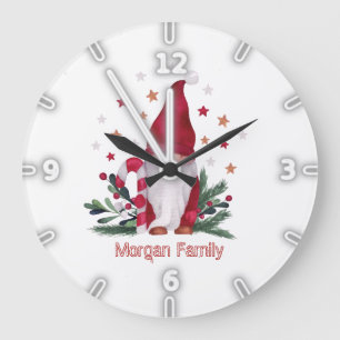 Relógio Grande Gnome Pine Tree Branches Natal
