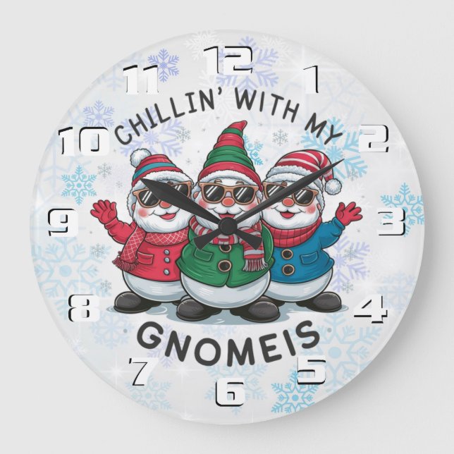 Relógio Grande Gnomos de Natal Natal caprichoso  (Frente)
