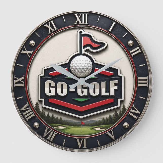 Relógio Grande Go Golf  Modern Golfer Gift (Frente)