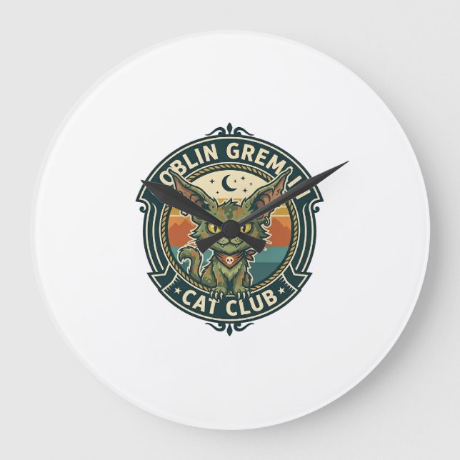 Relógio Grande Goblin Gremlin Gato Design Fofo de Kitty - Goblin  (Frente)