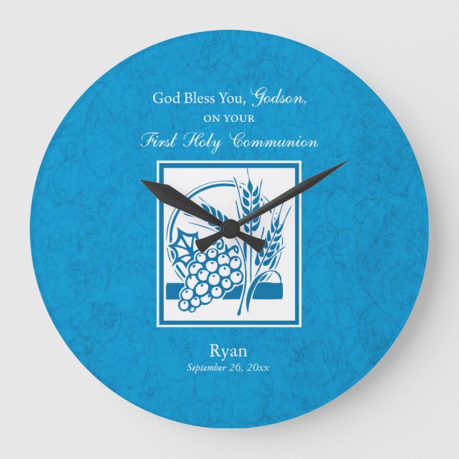 Relógio Grande Godson First Communion, Trigo, Uva Azul (Frente)