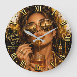 Relógio Grande Golden Honey Luxury Fashion Elegant Woman Portrait