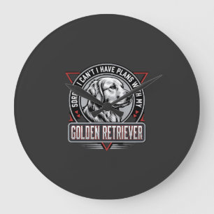 Relógio Grande Golden Retriever Planeja Design de Crachá de Cacho