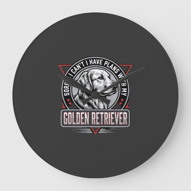 Relógio Grande Golden Retriever Planeja Design de Crachá de Cacho (Frente)
