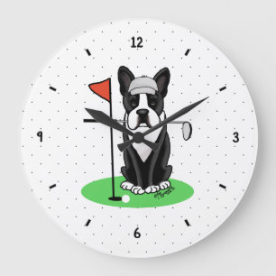 Relógio Grande Golf Boston Terrier (preto) - Cachorro Bonito