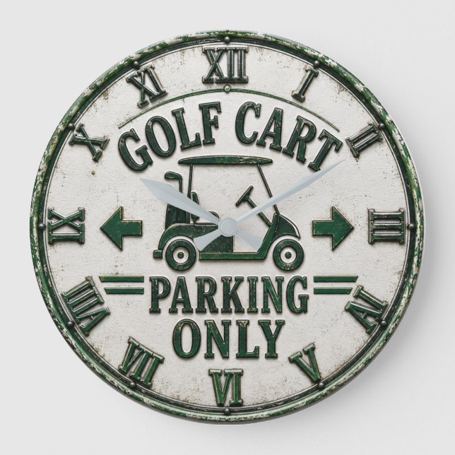Relógio Grande Golf Cart Parking Only Funny Golf Gift (Frente)