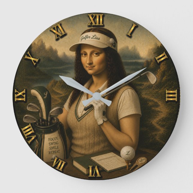 Relógio Grande Golf Funny Mona Lisa (Frente)