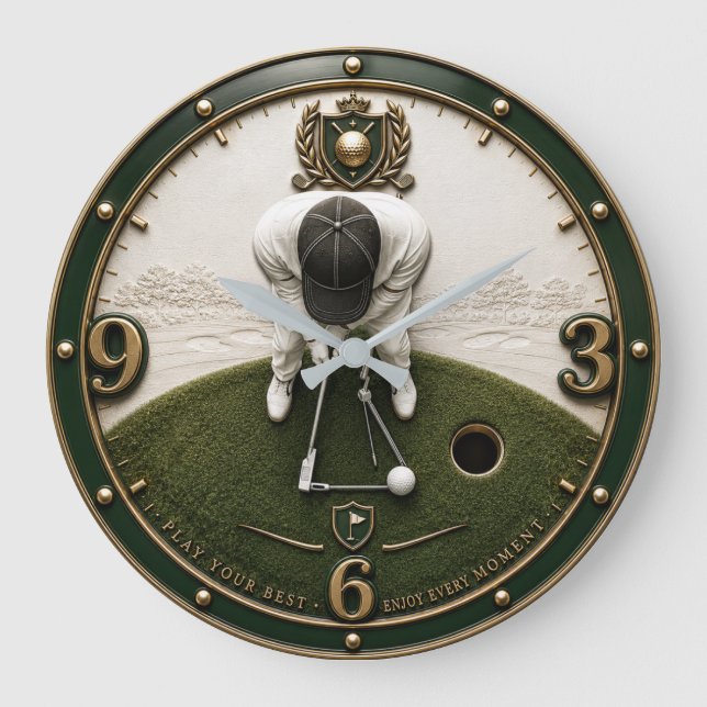 Relógio Grande Golf Putting Golfer Gift (Frente)