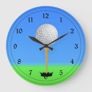 Relógio Grande Golfe - Bola de Golfe em uma Teça