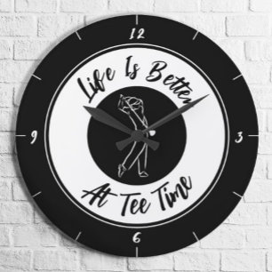 Relógio Grande Golfe Golfe Humor Divertido Esporte Preto Branco