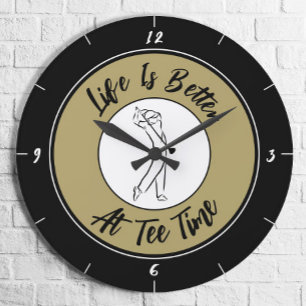 Relógio Grande Golfer Tee Humor Engraçado Golfe Esporte Negro Dou