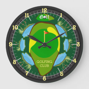 Relógio Grande Golfing Club Personalizado Large Clock