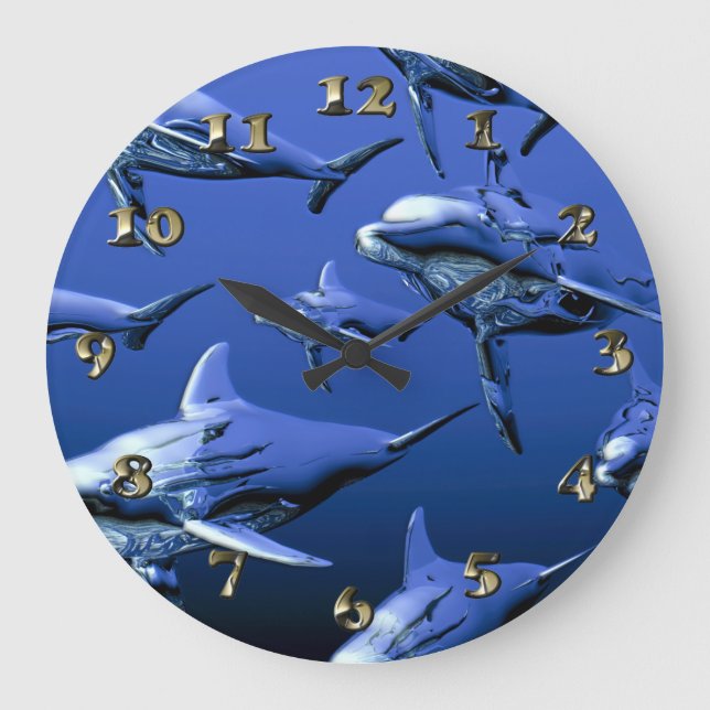 Relógio Grande Golfinho azul (Frente)