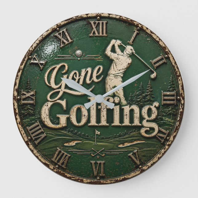 Relógio Grande Gone Golfing Vintage Golf Golfer Gift (Frente)