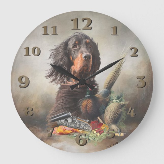 Relógio Grande Gordon setter com faisões, Arte (Frente)
