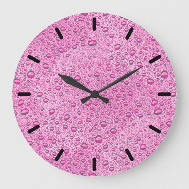 Relógio Grande Gotas de água rosa quente (Frente)