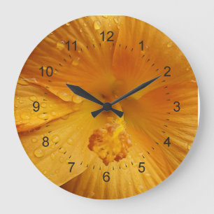Relógio Grande gotas de chuva nas pétalas amarelas