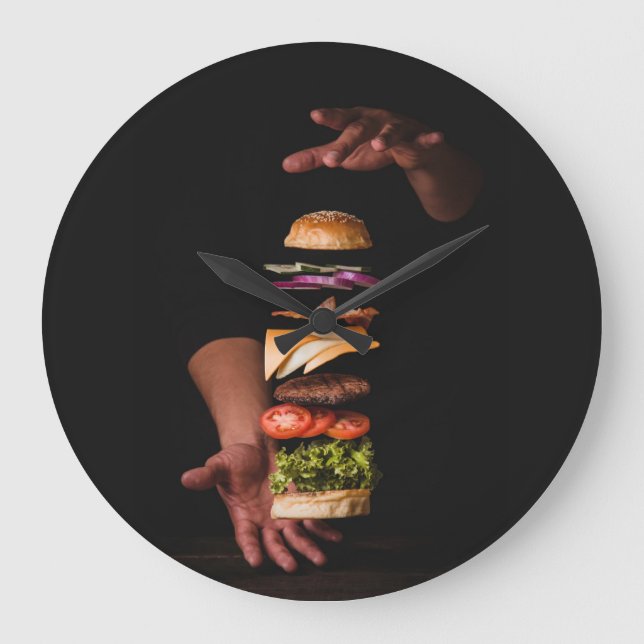 Relógio Grande Gourmet Hamburger Acrywall Clock (Frente)