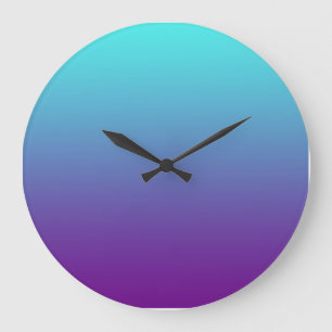 Relógio Grande Gradiente de Fundo Simples Turquesa Azul Roxo
