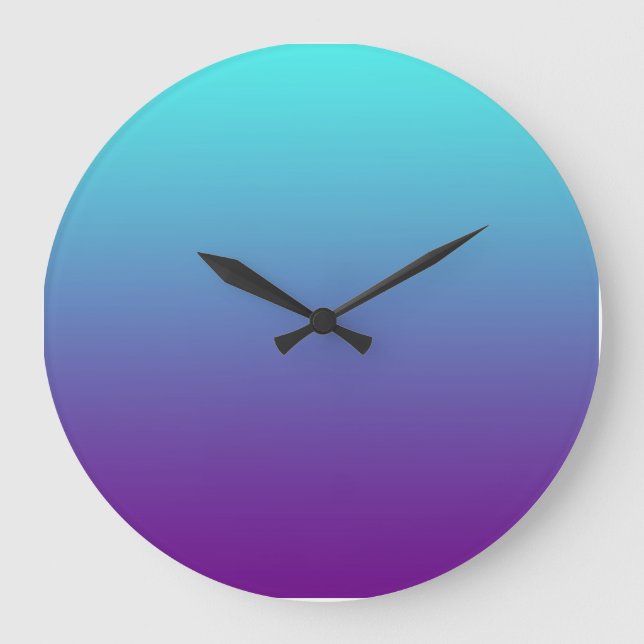 Relógio Grande Gradiente de Fundo Simples Turquesa Azul Roxo (Frente)