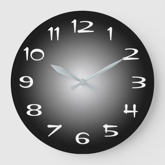 Relógio Grande Gradiente Radial Preto Cinza e Branco (Frente)