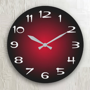 Relógio Grande Gradiente Radial Preto e Vermelho