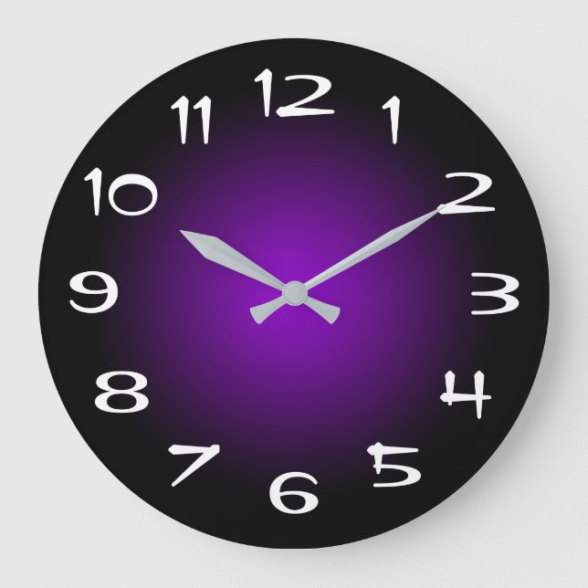 Relógio Grande Gradiente Radial Preto e Violeta Escuro (Frente)
