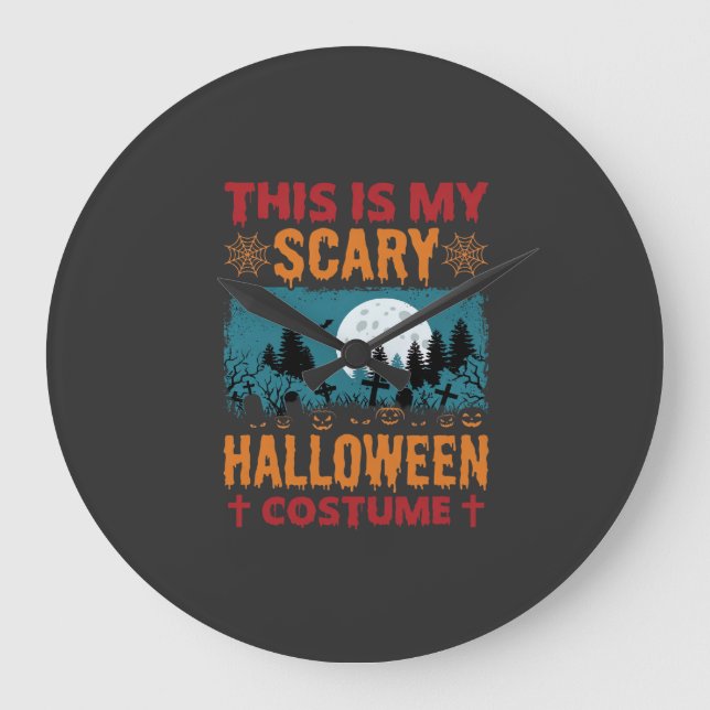 Relógio Grande Gráfico da Lua do Cemitério de Fantasias Assustado (Frente)