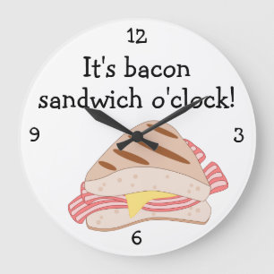Relógio Grande Gráfico de comida de diversão Bacon Butty O'Clock