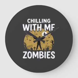 Relógio Grande Gráfico Vintage Zombies Me Fazem Tremer no Hallowe