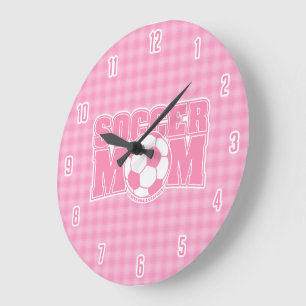 Relógio Grande Gráficos Loucos de Mãe de Futebol Rosa