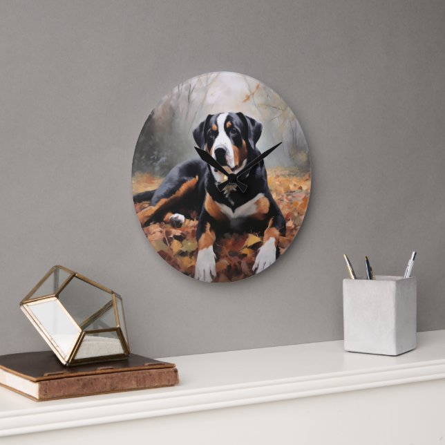 Relógio Grande Grande Montanha Suíça no outono Folhas caem (Escritório)