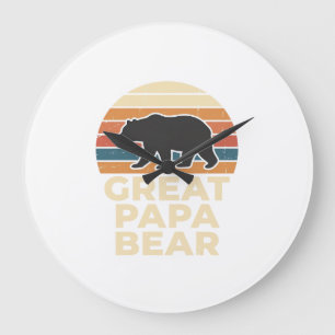 Relógio Grande Grande Papai Urso Retro Pôr do Sol Vintage Design 