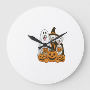 Relógio Grande Grande Pyrenees Cão Fantasma Bruxa Halloween Corre