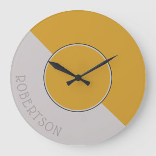 Relógio Grande Graphic Hot Mustard and Taupe Personalized