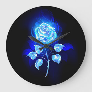 Relógio Grande Gravação de Rosa Azul