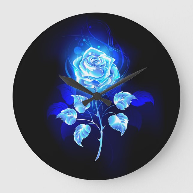 Relógio Grande Gravação de Rosa Azul (Frente)