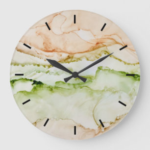 Relógio Grande Grelha Abstrato de Pastel Verde