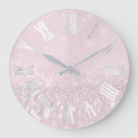 Grey Pink Silver Glitter Metal Roman Numers