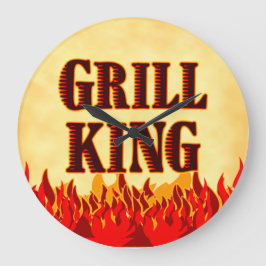Relógio Grande Grill King CHURRASCO Flames Wall Clock