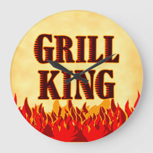 Relógio Grande Grill King CHURRASCO Flames Wall Clock