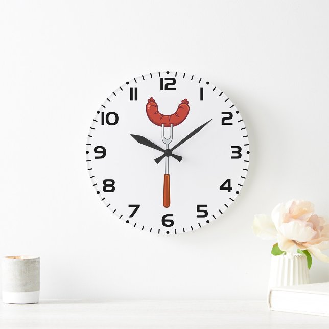 Relógio Grande Grilled Sausage on BBQ Fork (Criador carregado)