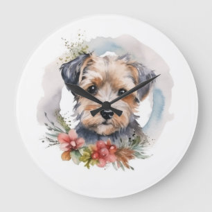 Relógio Grande Grinalda de Natal Yorkipoo Cão Festivo