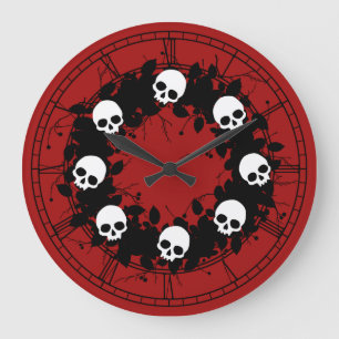 Relógio Grande Grinalda gótico do feriado do crânio