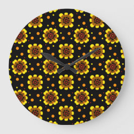 Relógio Grande Groovy 70s Daisy Flower Power Pattern