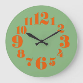 Relógio Grande Groovy Vintage/Retro dos anos 70 Laranja e Verde