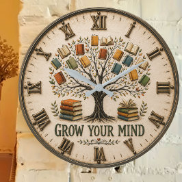 Relógio Grande Grow Your Mind Book Reading Teacher Gift