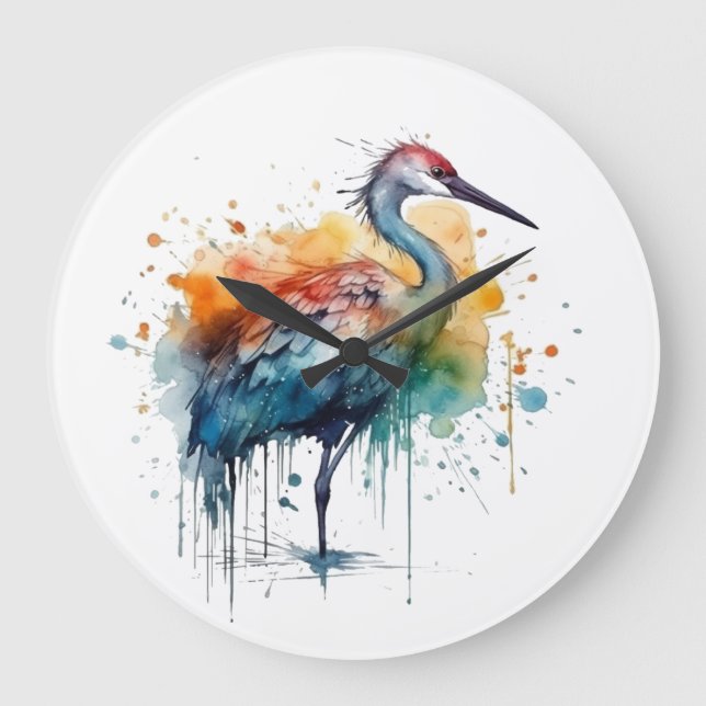 Relógio Grande Grua Graciosa: Arte com Aquarela (Frente)