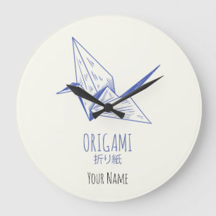 Relógio Grande grua tradicional de arte origami